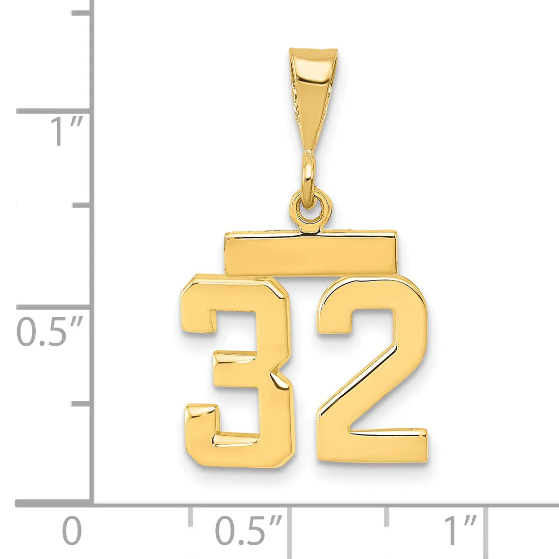 14k yellow gold small polished number 32 charm