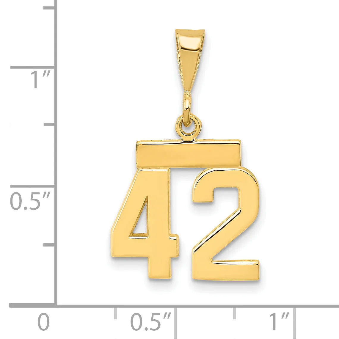 14k yellow gold small polished number 42 charm