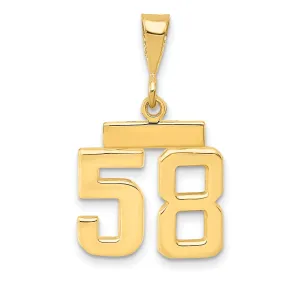 14k yellow gold small polished number 58 charm