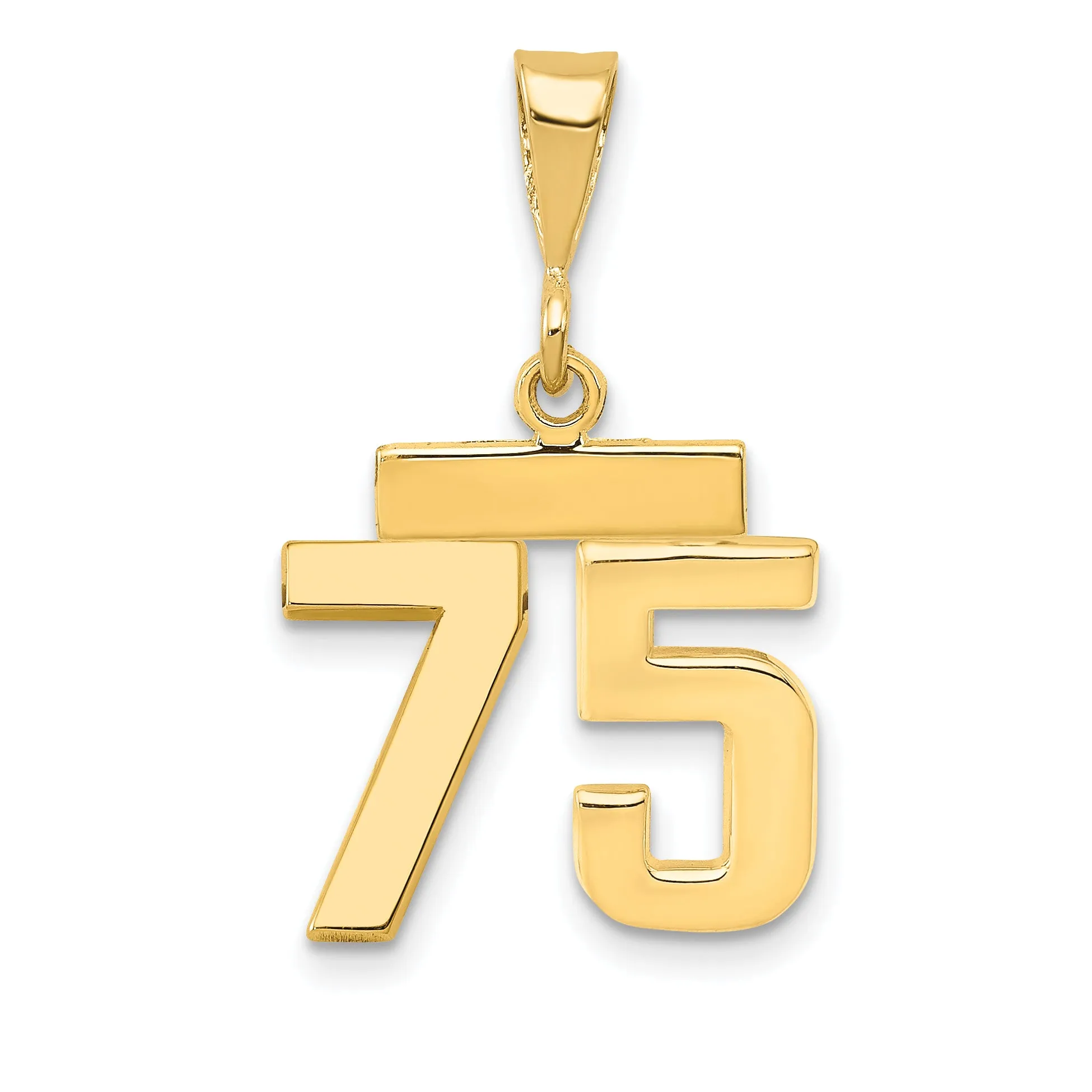 14k yellow gold small polished number 75 charm