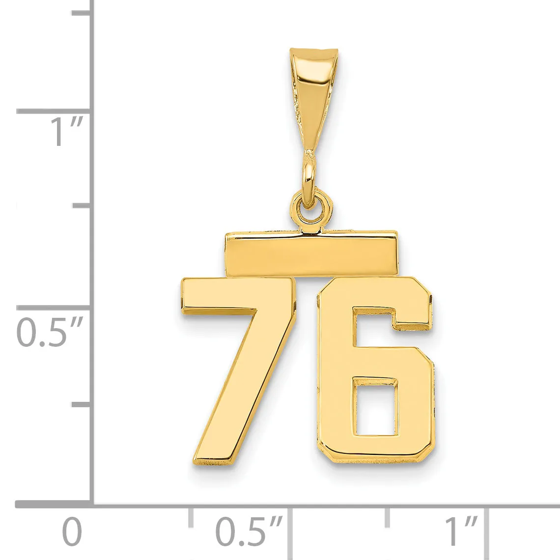 14k yellow gold small polished number 76 charm