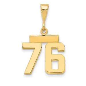 14k yellow gold small polished number 76 charm