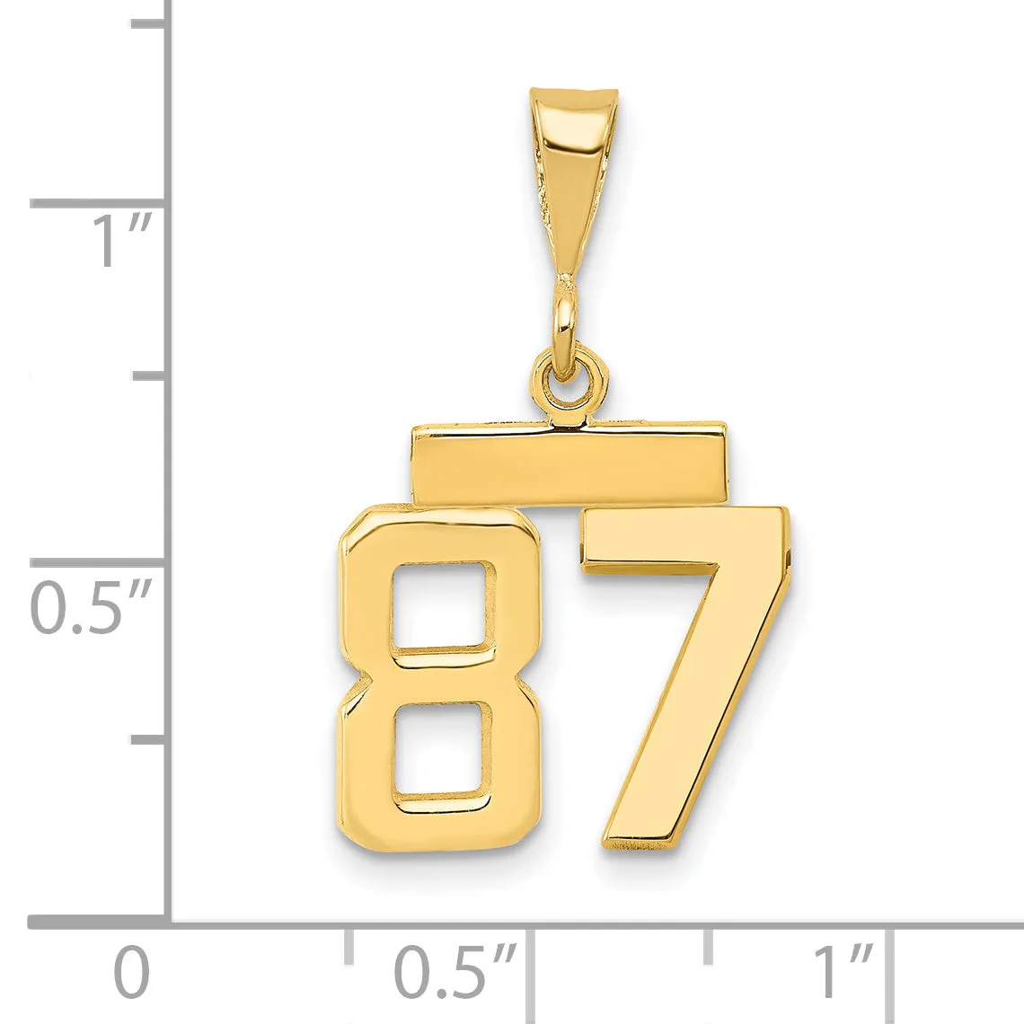 14k yellow gold small polished number 87 charm