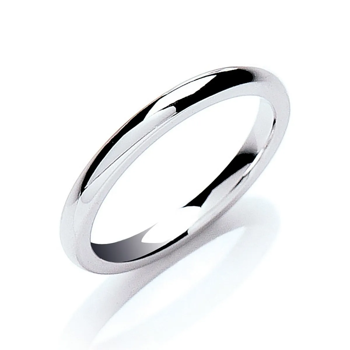 2mm Court Wedding Ring in 18ct White Gold