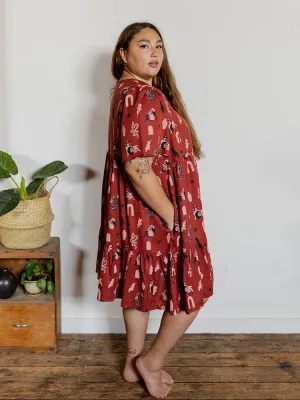 Adelaide Tiered Plus Size Mini Dress - Modern Objects Cranberry