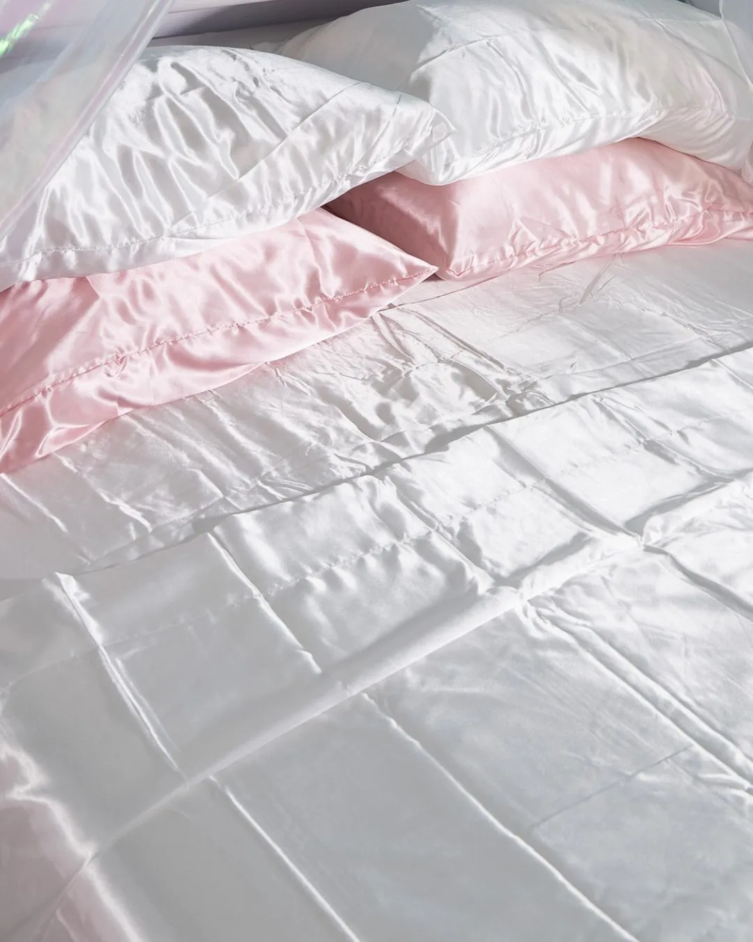 Amelia White Satin Sheets