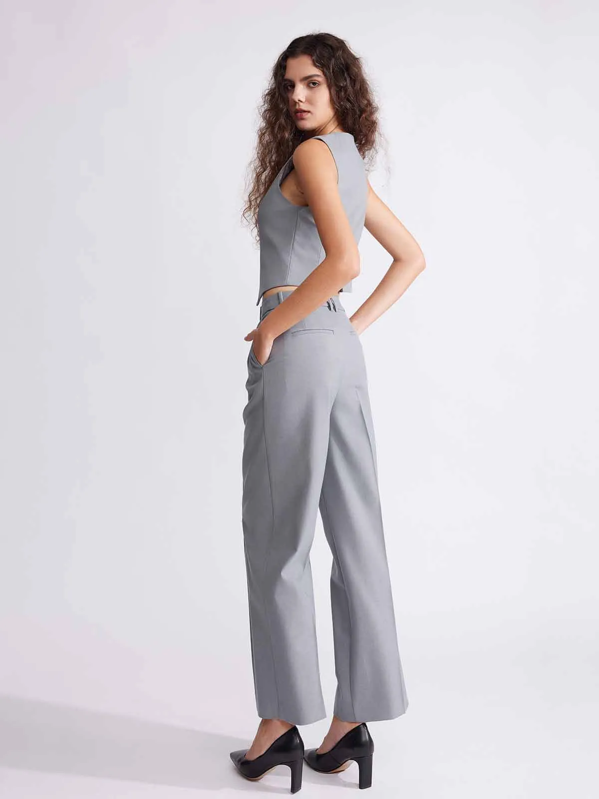 ASOBIO Relaxed Fit Straight-Leg Wool Blend Trousers