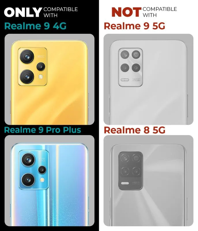 Back Cover Case for Realme 9 4G | Realme 9 Pro Plus 5G | HybridShield Transparent Glass Back | Camera Protection - Black Bumper & Transparent Back