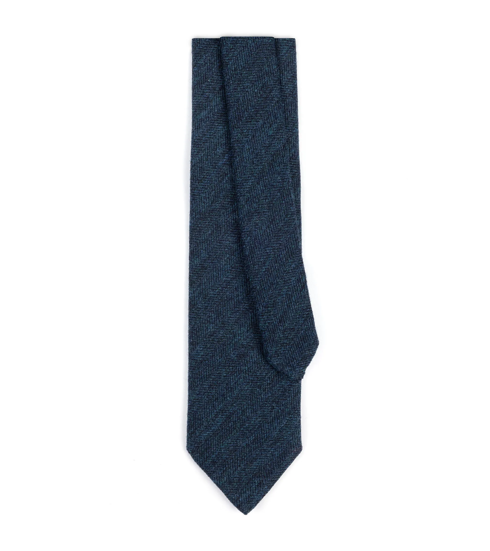 Bigi Shetland Wool Herringbone Tie: Navy