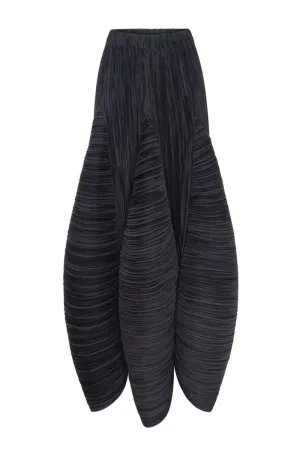 BLACK A-LINE MAXI PLEATED SKIRT