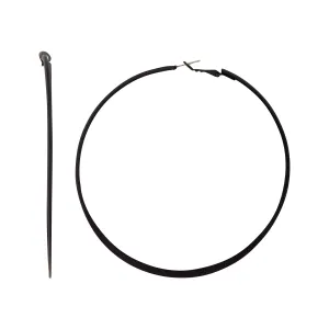 Black Fine Flat Edge Hoop Earrings