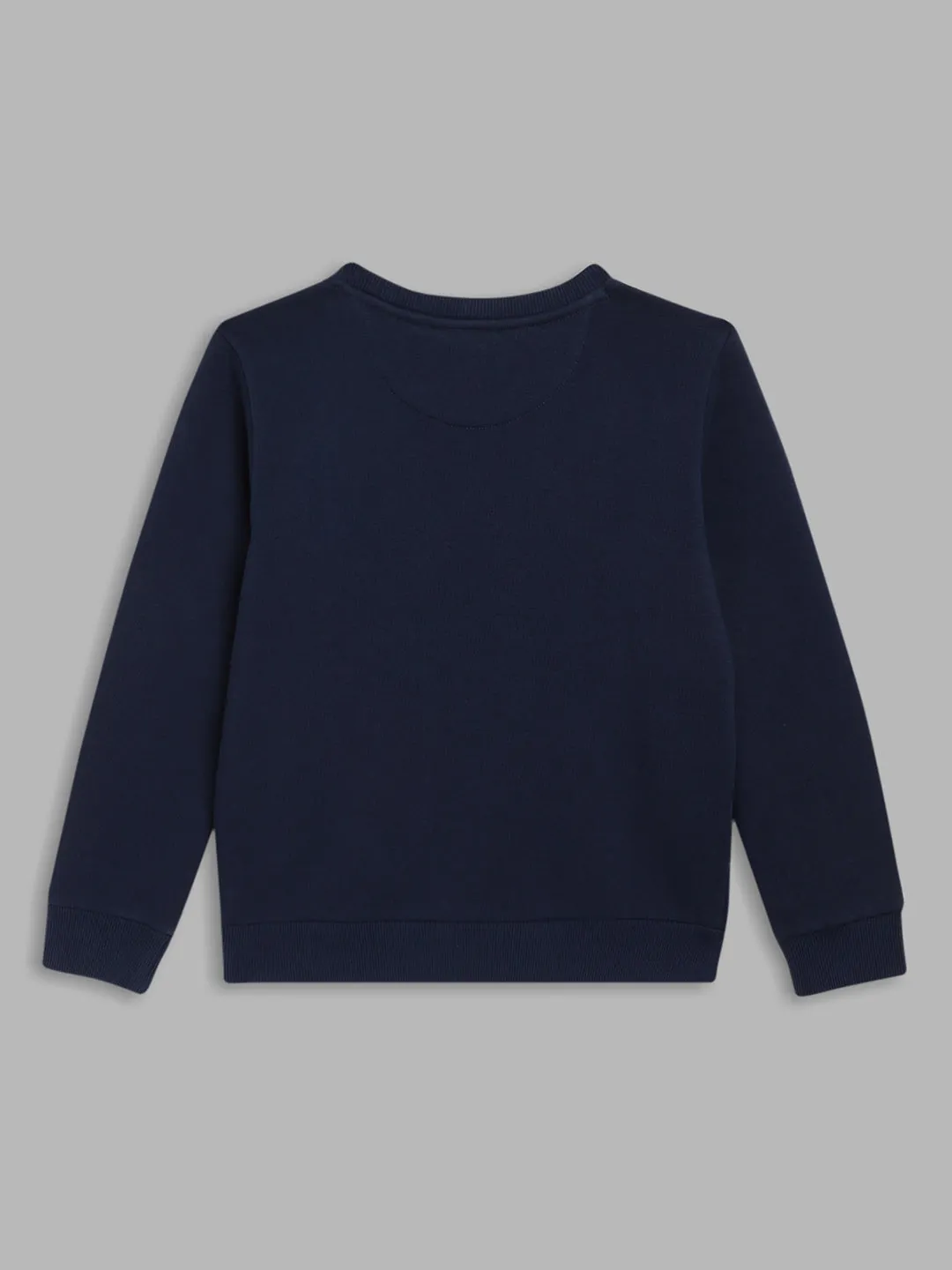 Blue Giraffe Boys Navy Blue Solid Round Neck Full Sleeves Pullover Style Sweatshirt