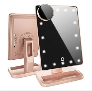 Bluetooth Touch Screen Makeup Mirror With 20 LED Light Music Speaker 10X Magnifying Mirrors Lights