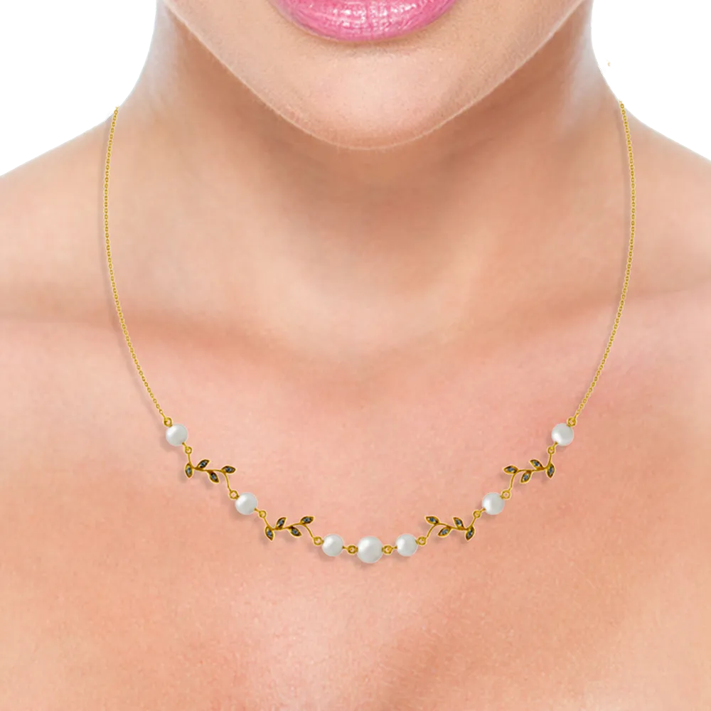 Bold Feather Diamond And Gold Necklace