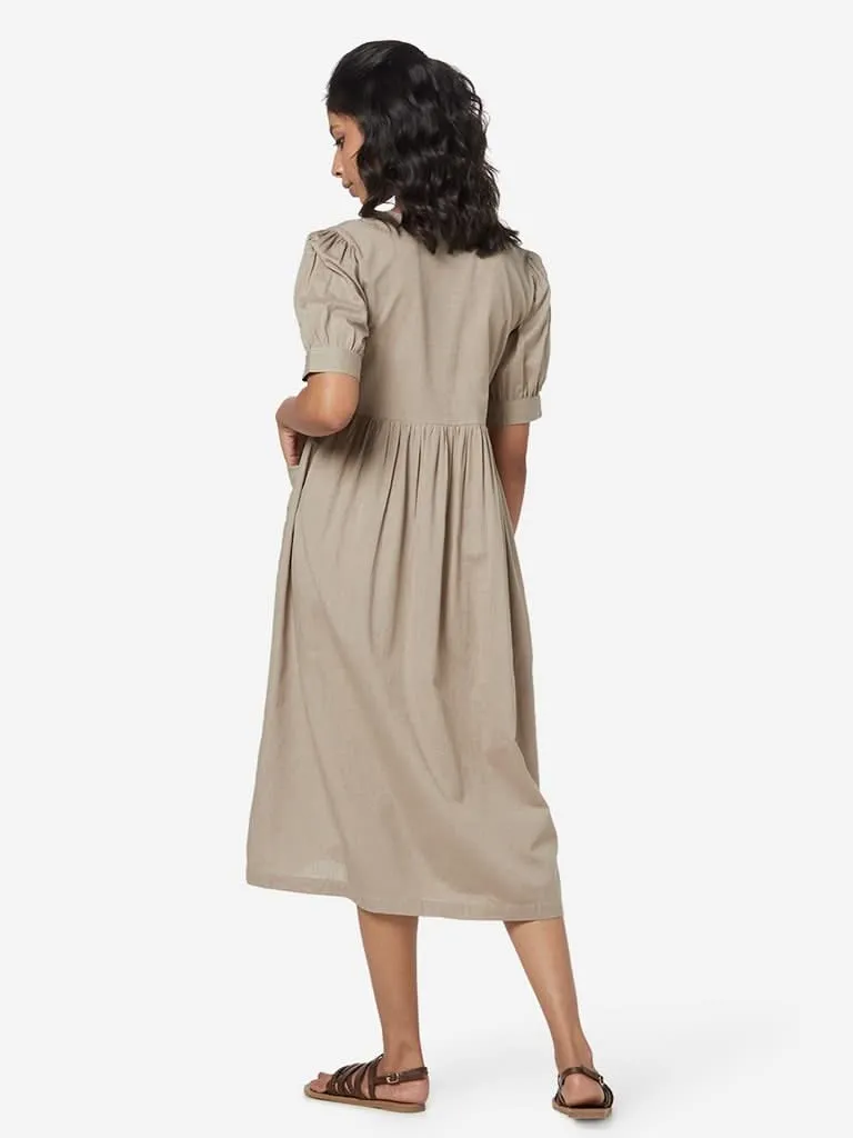 Bombay Paisley Taupe Fit-And-Flare Dress