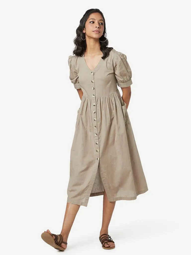 Bombay Paisley Taupe Fit-And-Flare Dress