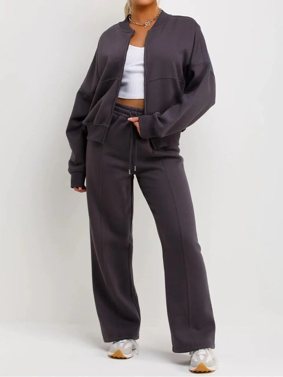 Bomber Jacket & Jogger Tracksuit Set for Women