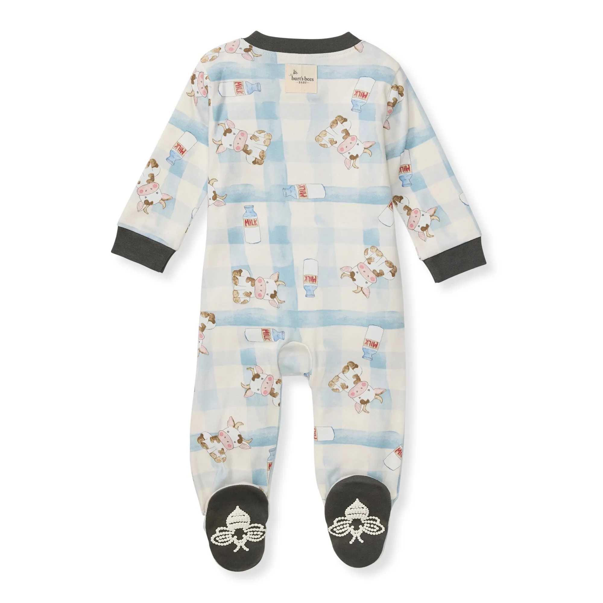 Burt's Bees Organic Baby One-Piece Sleep & Play Little Moo Blue