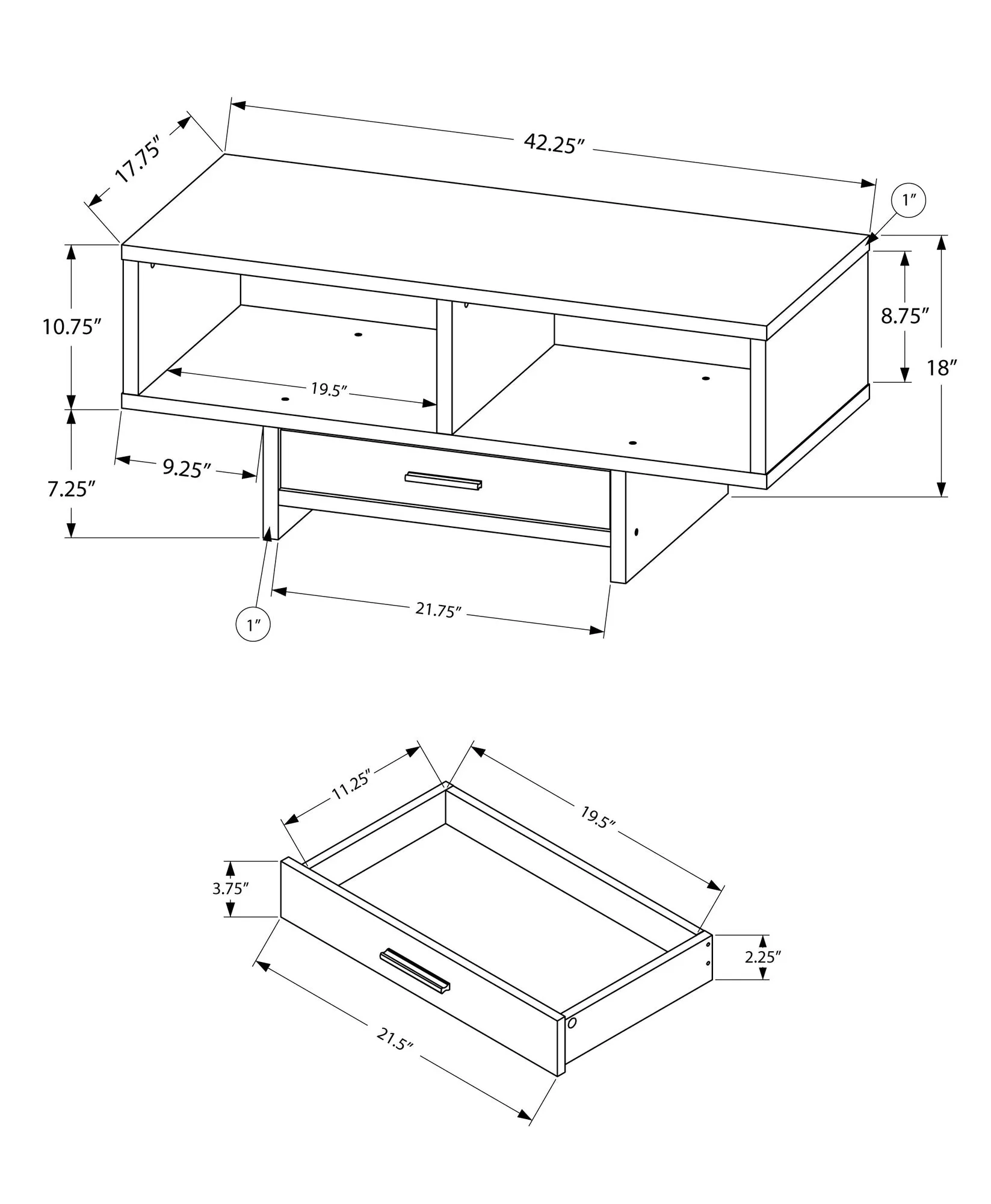 Coffee Table - Black / Grey Reclaimed Wood-Look