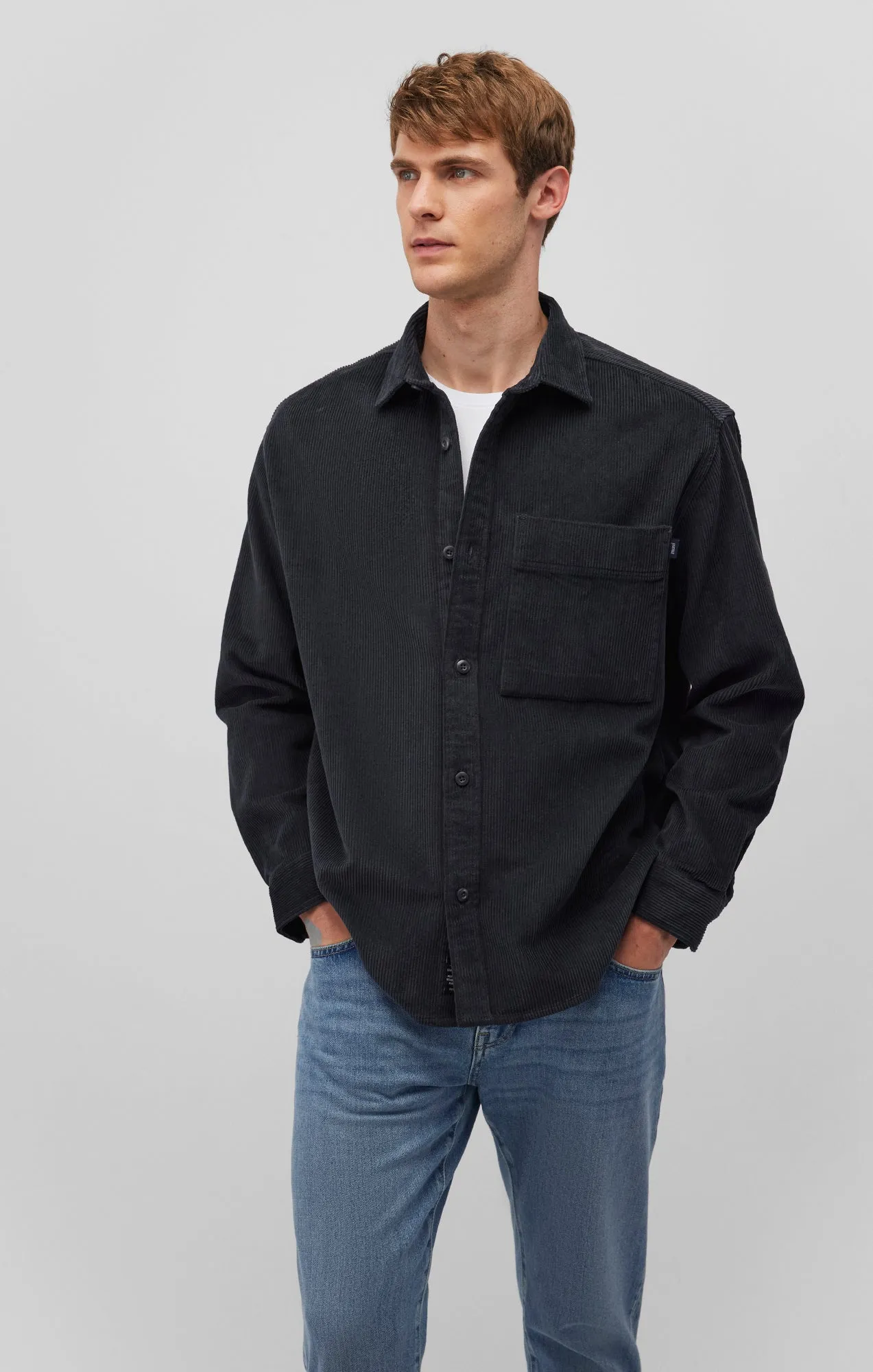 CORDUROY BUTTON-UP SHIRT IN PHANTOM