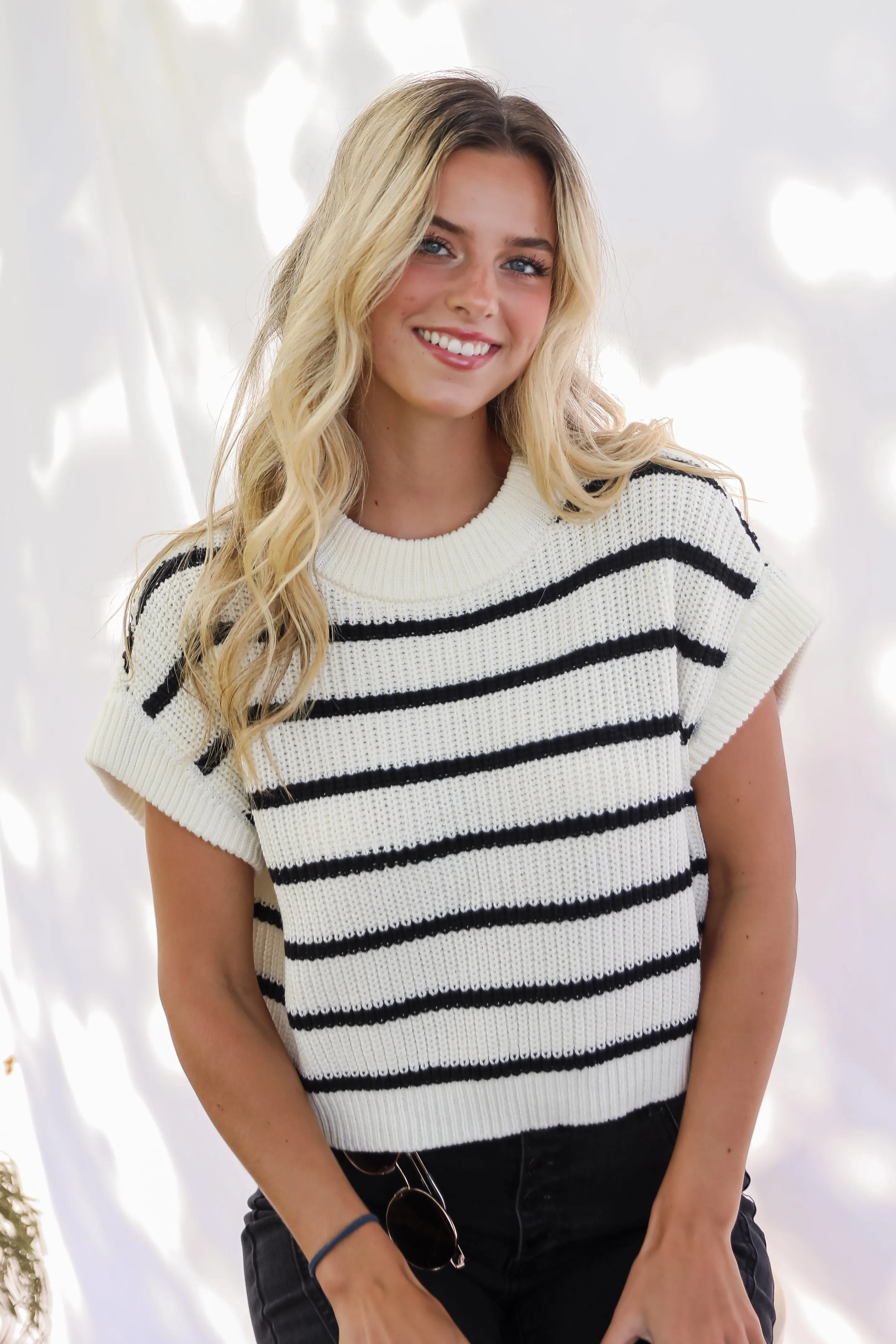 Covetable Simplicity Cream Striped Sweater Top