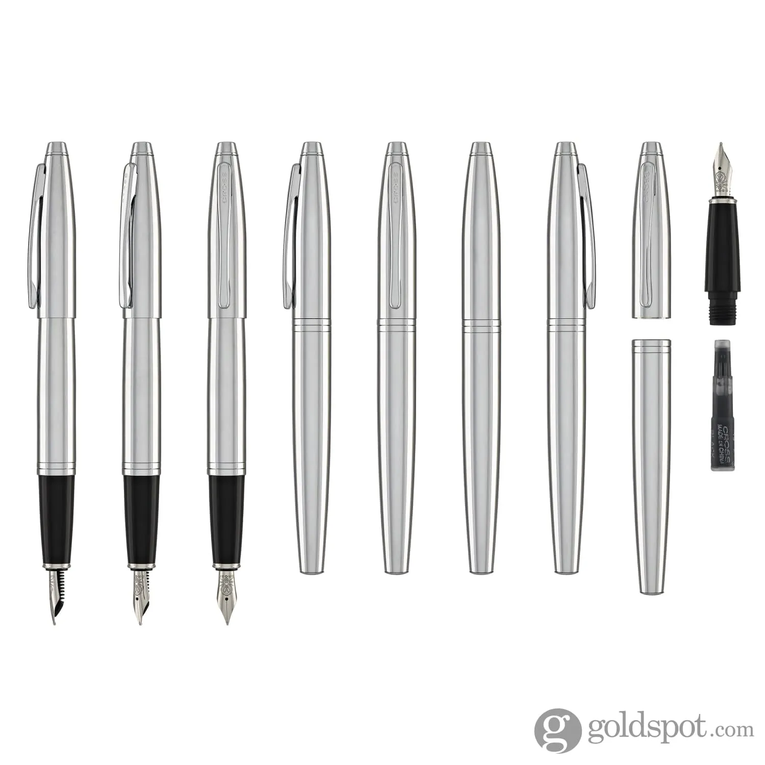 Cross Calais Fountain Pen in Polished Chrome - Medium Point