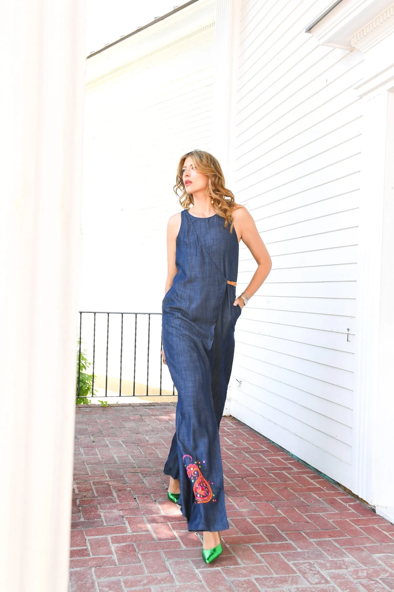 DENIM INCUT JUMPSUIT