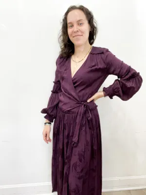 Edith Midi Wrap Dress in Eggplant - FINAL SALE