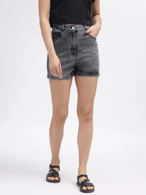 Elle Women Grey Solid Relaxed Fit Shorts