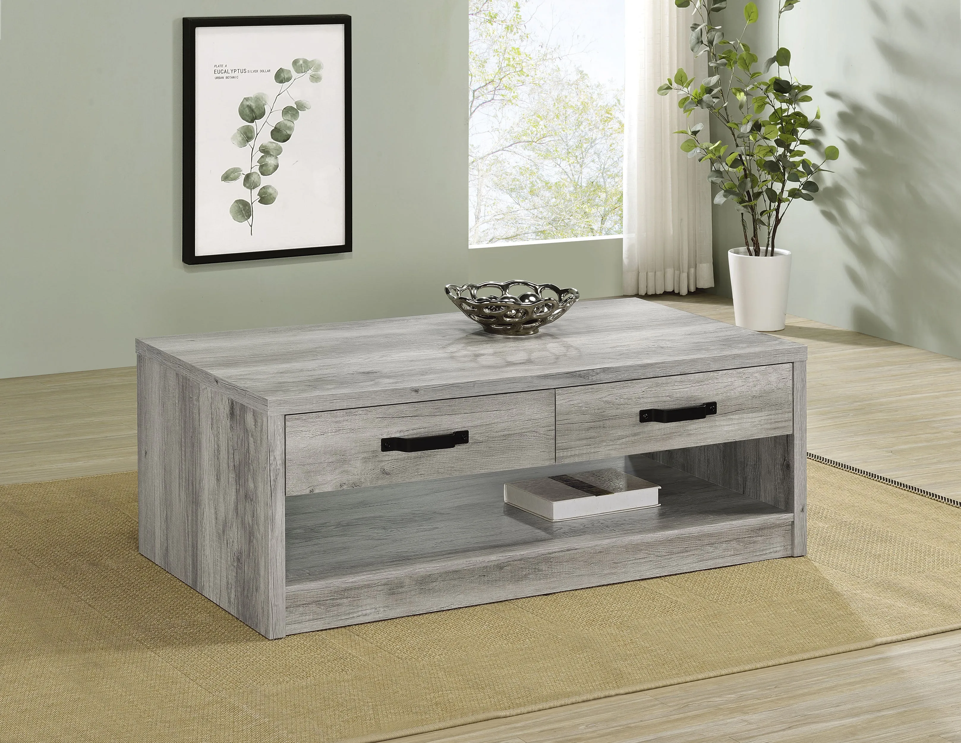 Felix 2-drawer Rectangular Engineered Wood Coffee Table Grey Driftwood