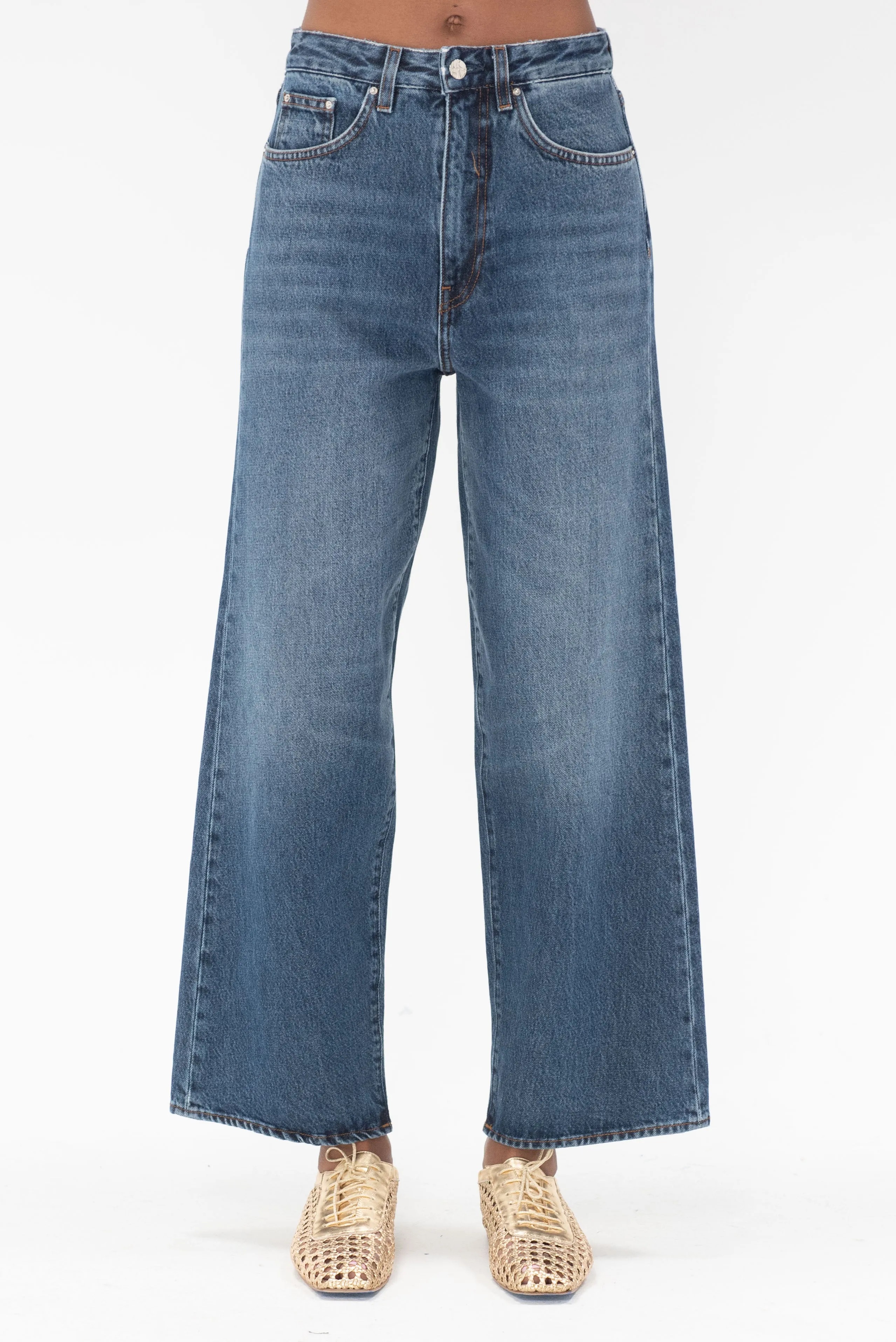 Flare Fit Denim, Washed Blue