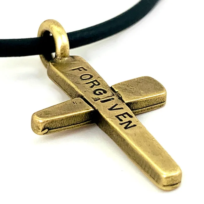 Forgiven Cross Necklace Brass