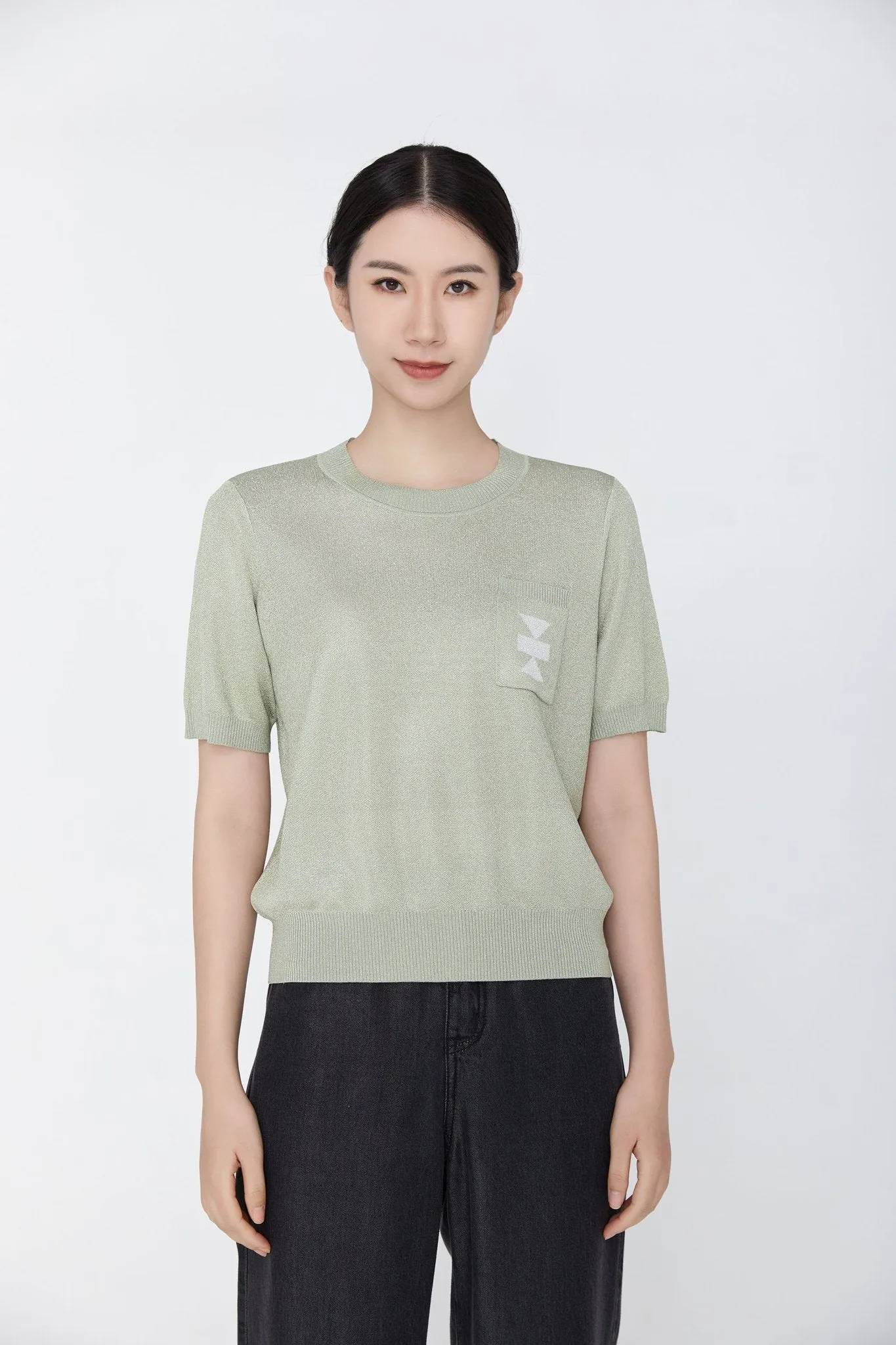 Green Short Sleeve Knit T-shirt