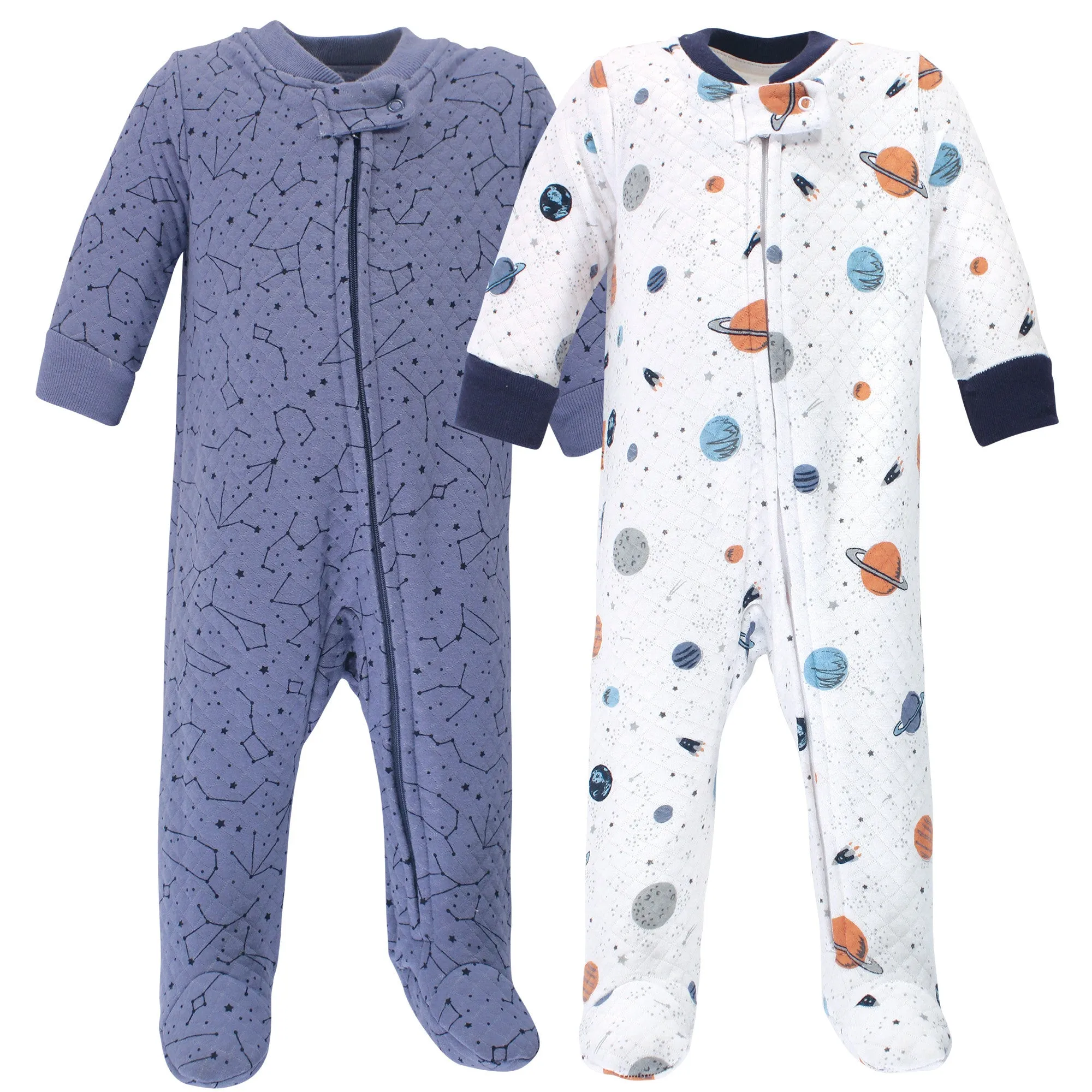 Hudson Baby Premium Quilted Zipper Sleep and Play, Space