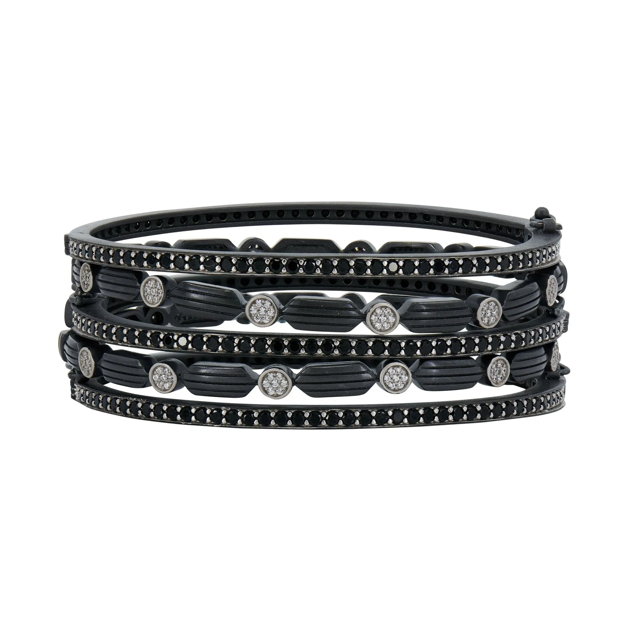 Industrial Finish Ribbed Metro 5-Stack Hinge Bracelets