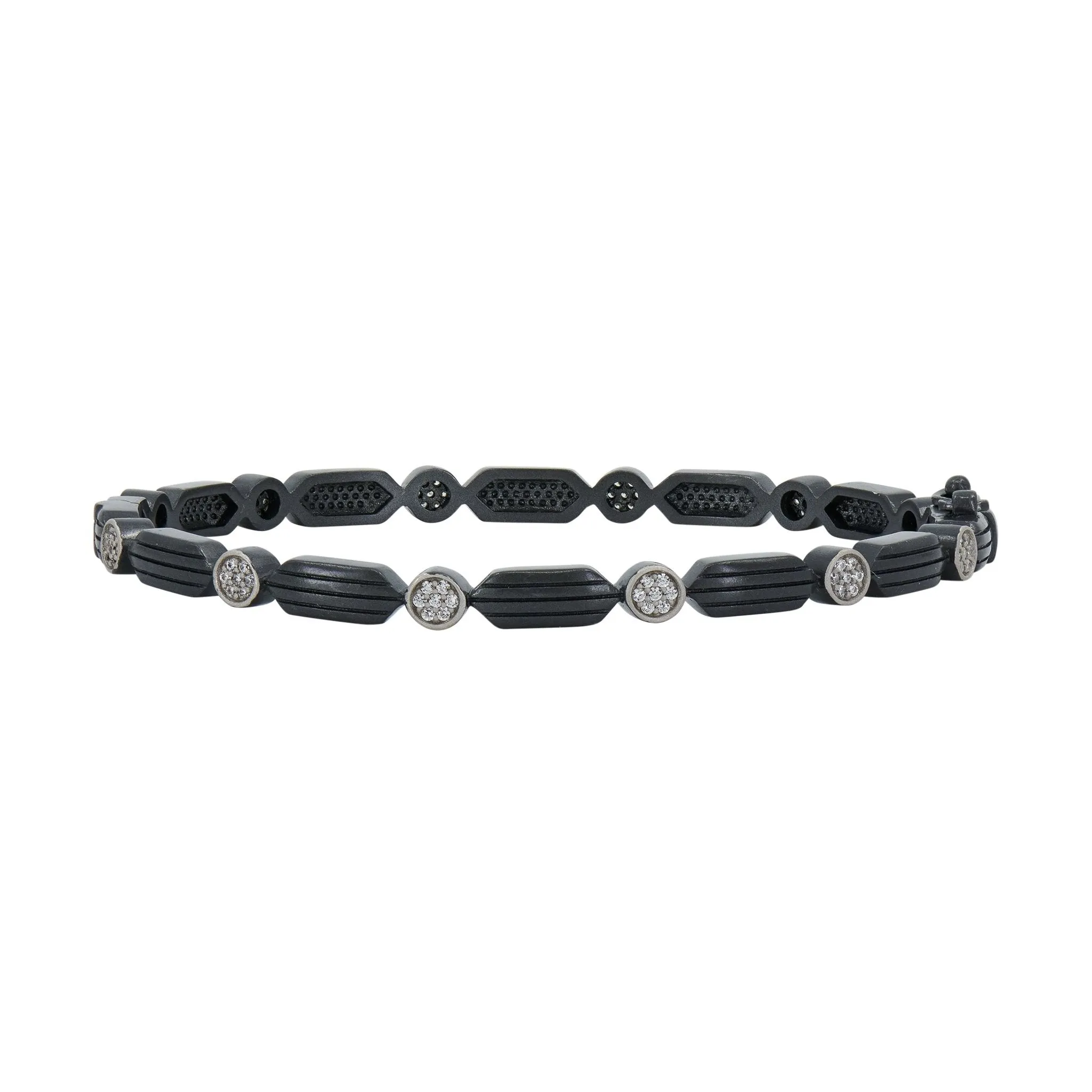 Industrial Finish Ribbed Metro 5-Stack Hinge Bracelets