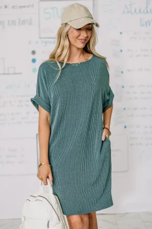 Just Casually Ribbed T-shirt Dress | Dark Teal