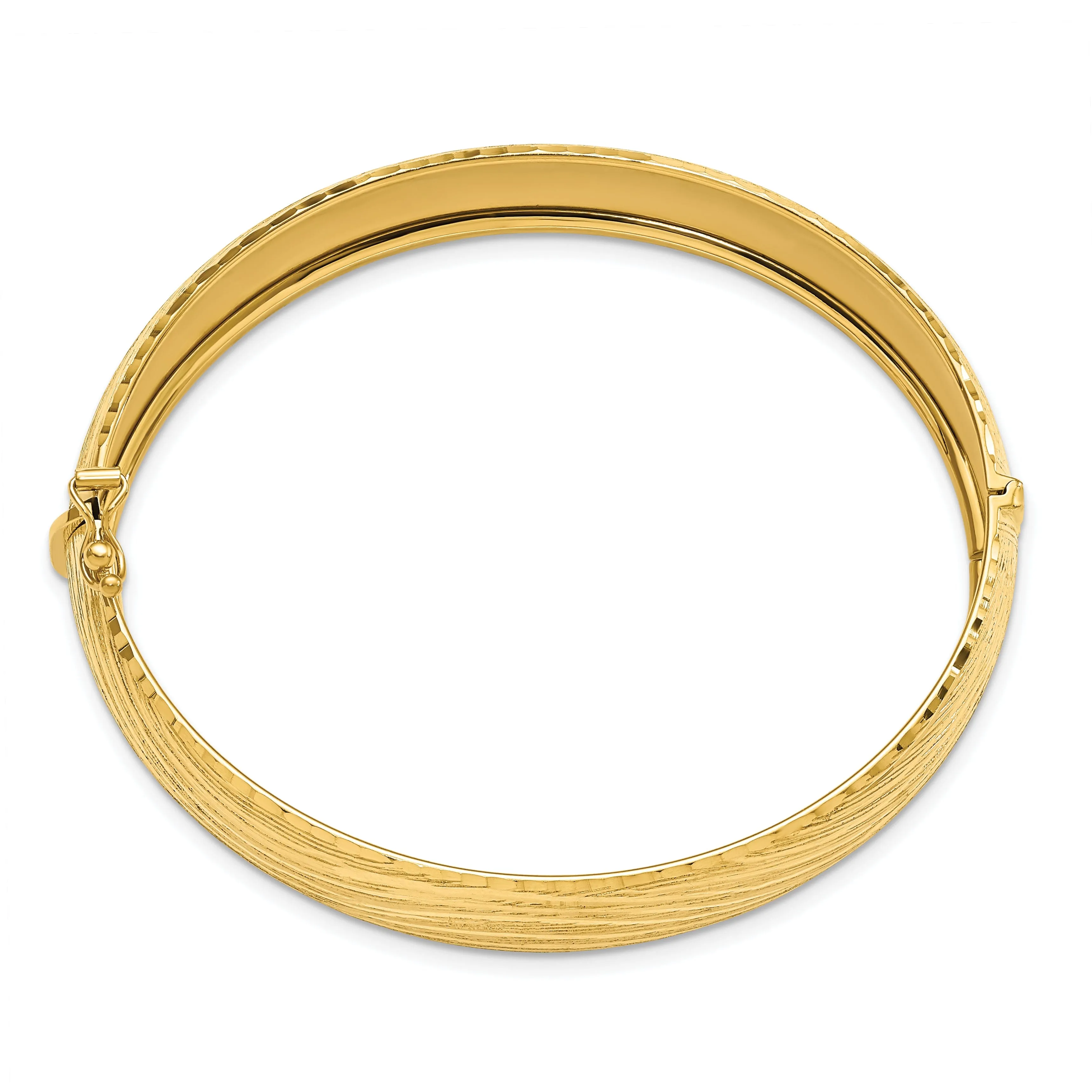 Leslie 14k Yellow Gold Polished Textured Bangle