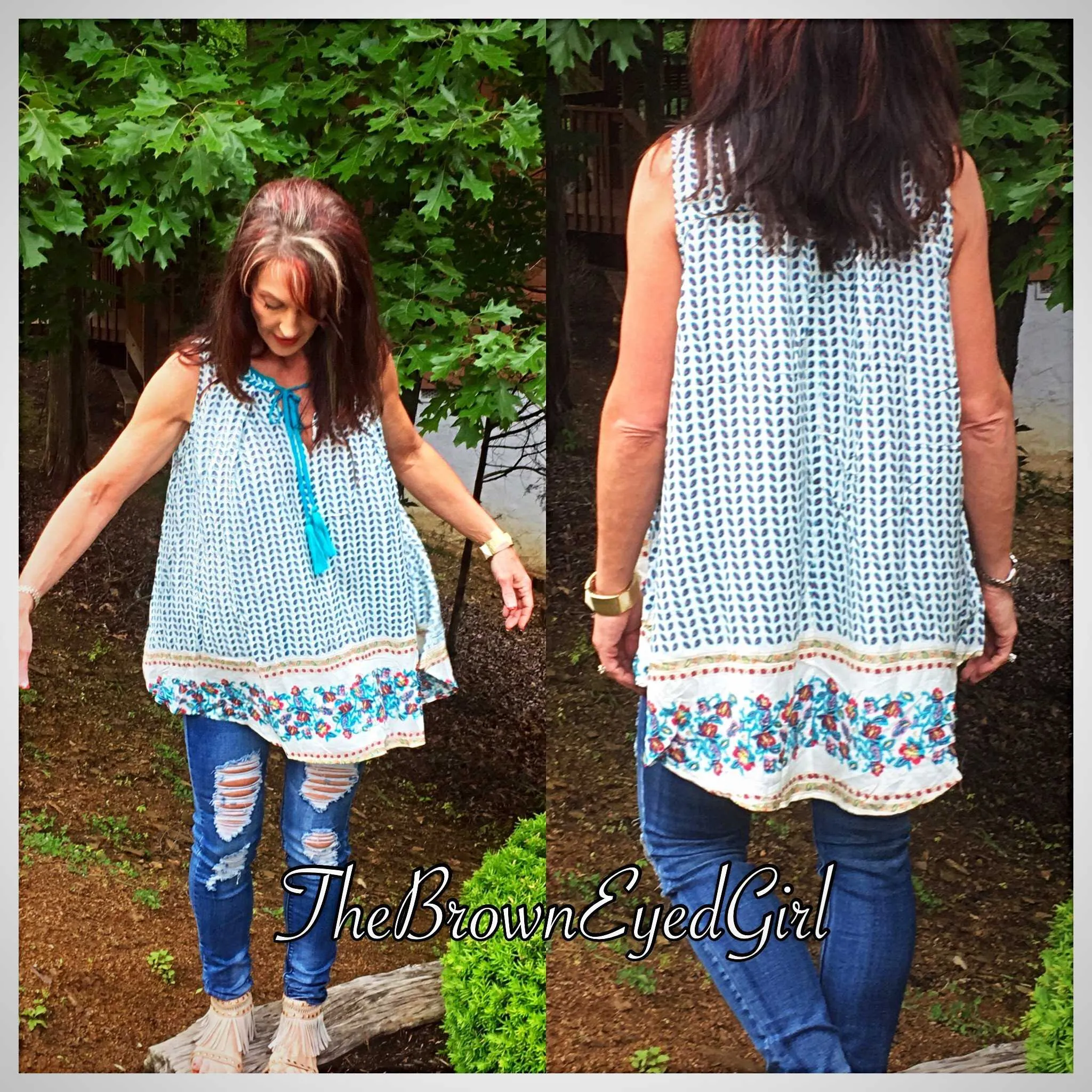 Lexi mixed print Flare Bottom Swing Tunic