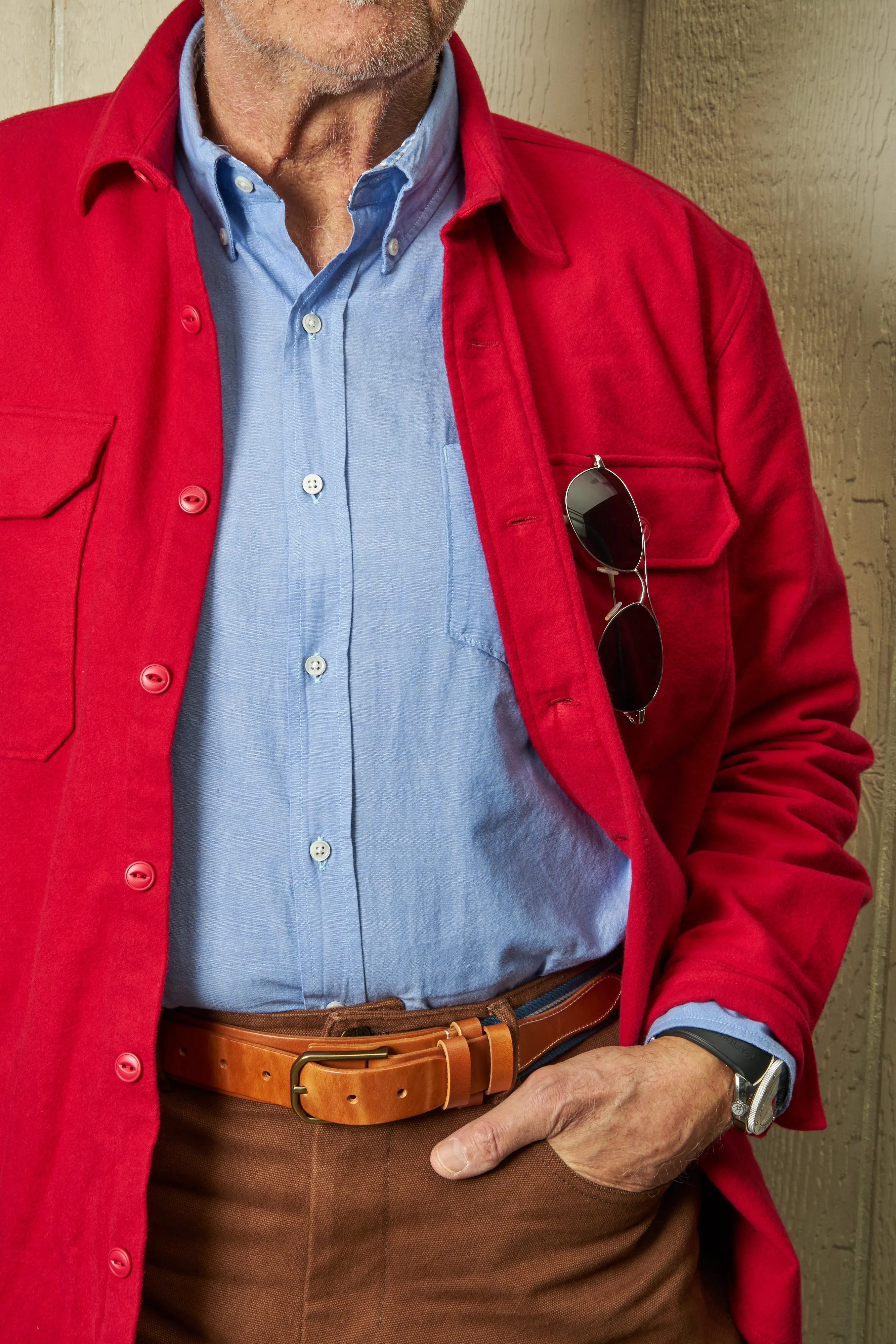 MacArthur Shirt in Red Chamois Cloth