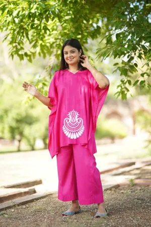 Magenta Rayon Kurti & Palazzo - Gulmohar