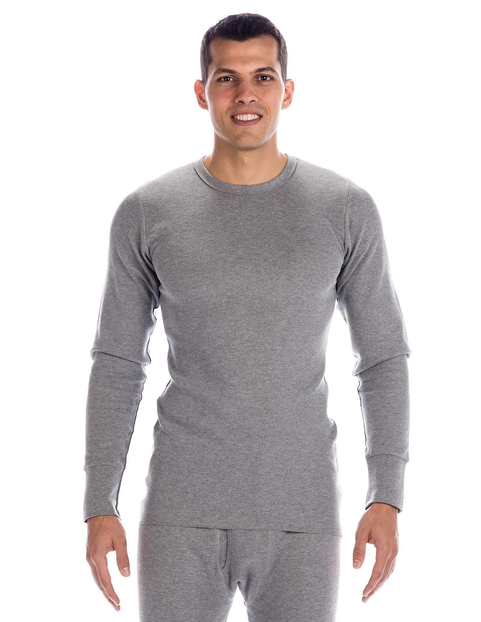 Men's Classic Waffle Knit Thermal Crew Top - Heather Gray