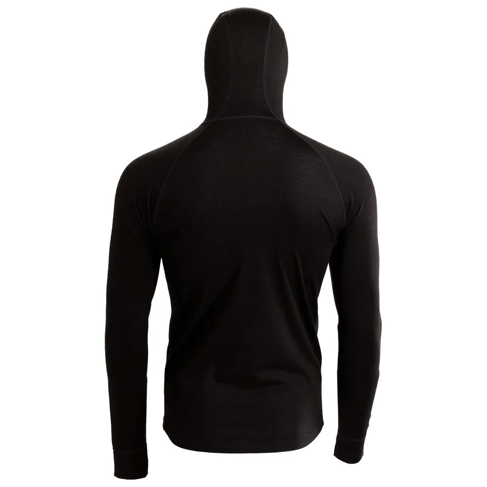 Mens Merino 200 Zip Neck Hoodie (Black)