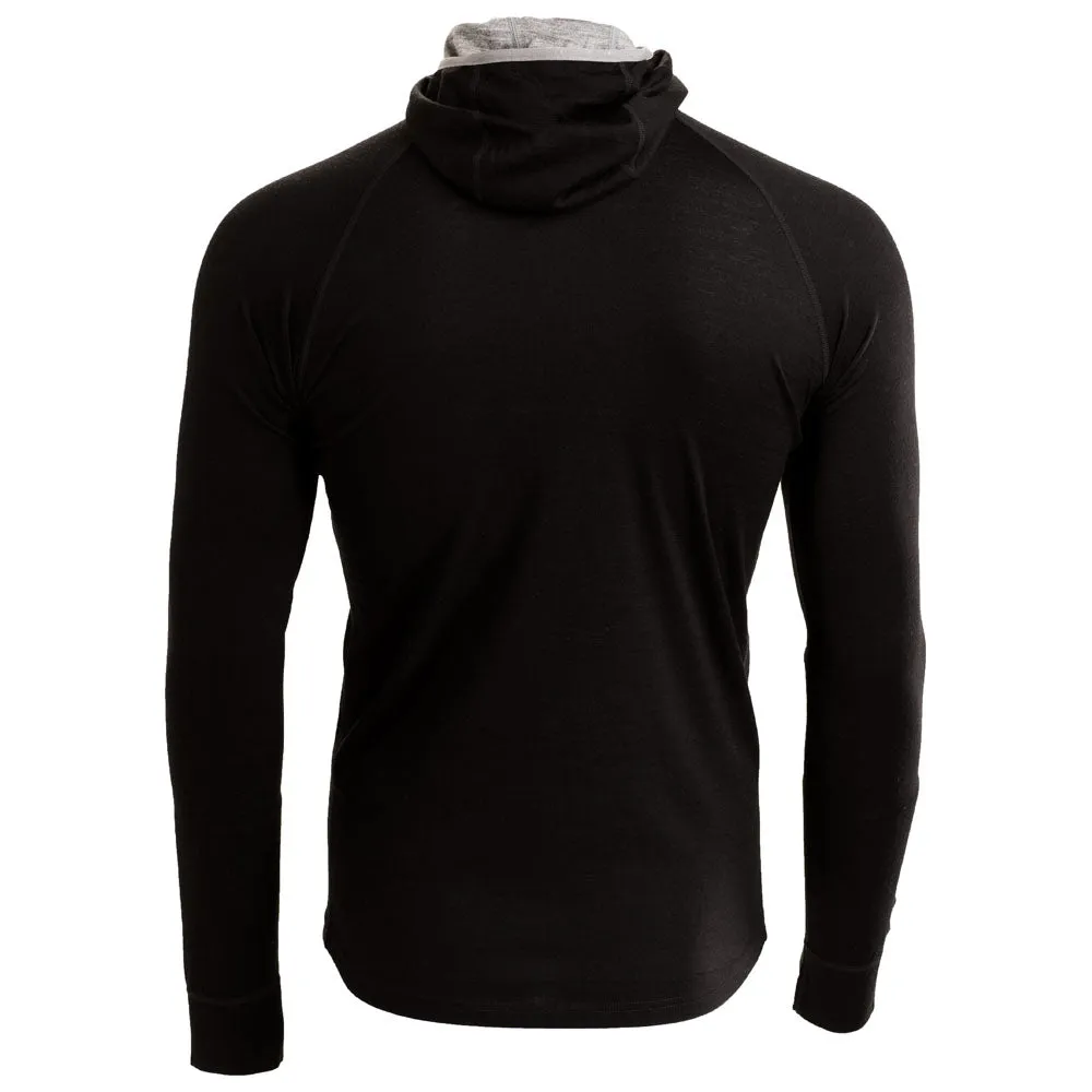 Mens Merino 200 Zip Neck Hoodie (Black)