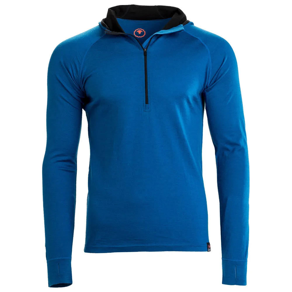 Mens Merino 200 Zip Neck Hoodie (Blue)