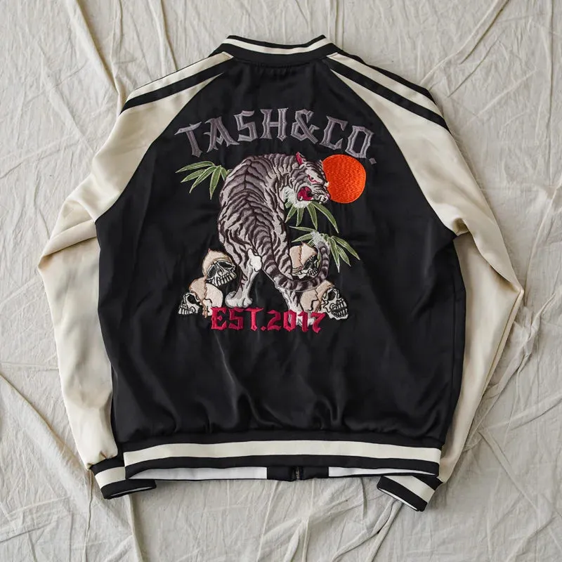 Men's Sukajan Tiger Embroidery Bomber Jacket - Japanese Yokosuka Baseball Jacket