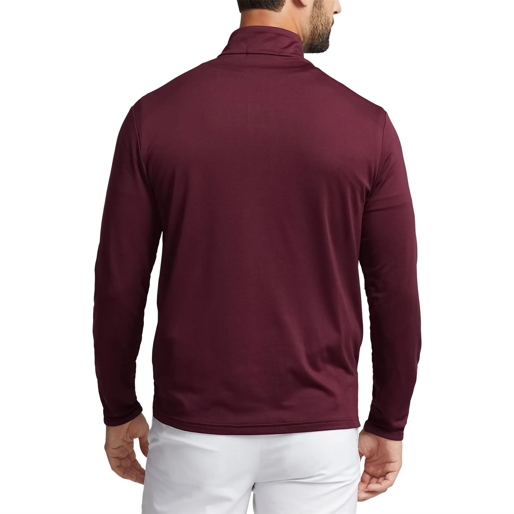 Micro Poly Jacquard Knit Quarter Zip Harvard Wine - AW23