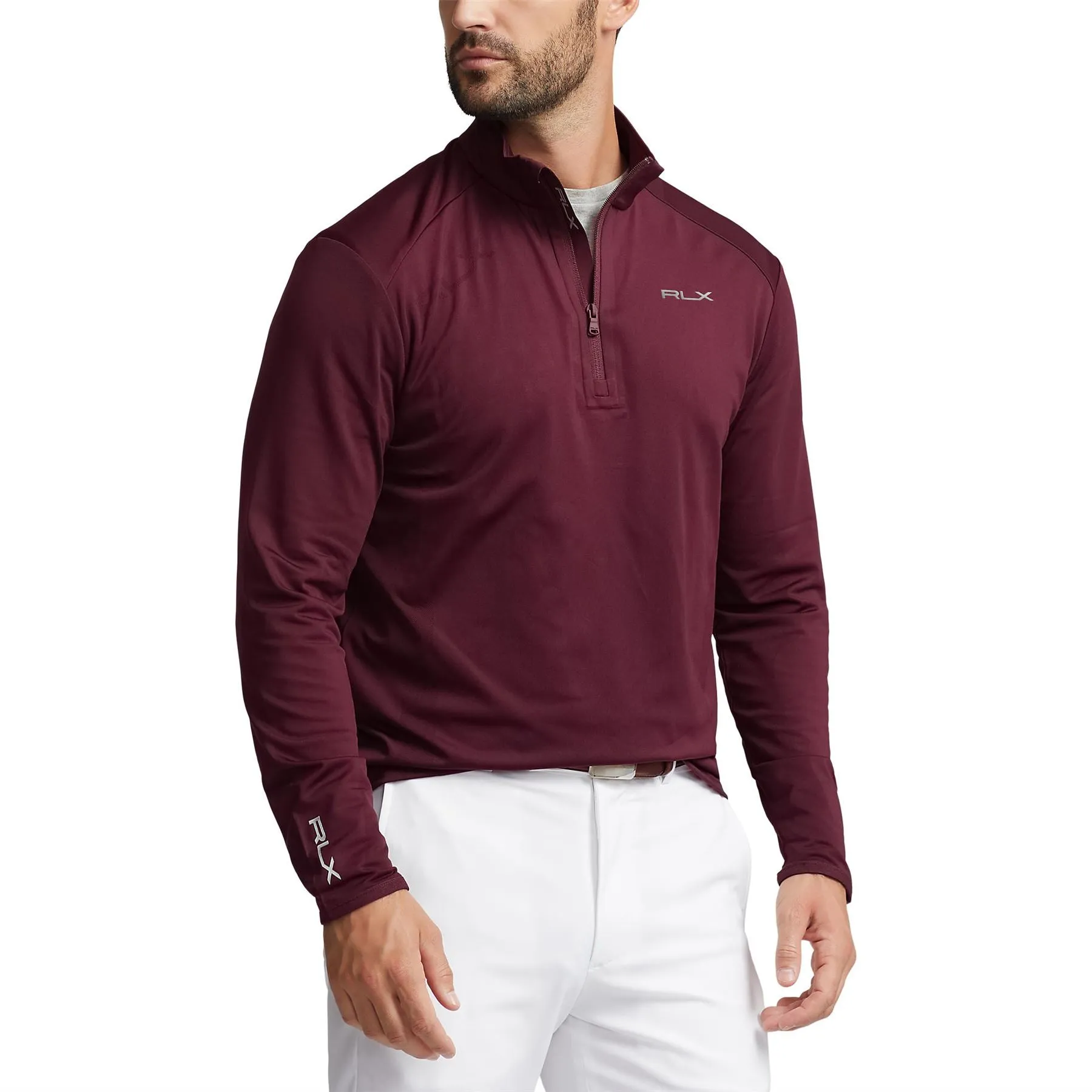 Micro Poly Jacquard Knit Quarter Zip Harvard Wine - AW23