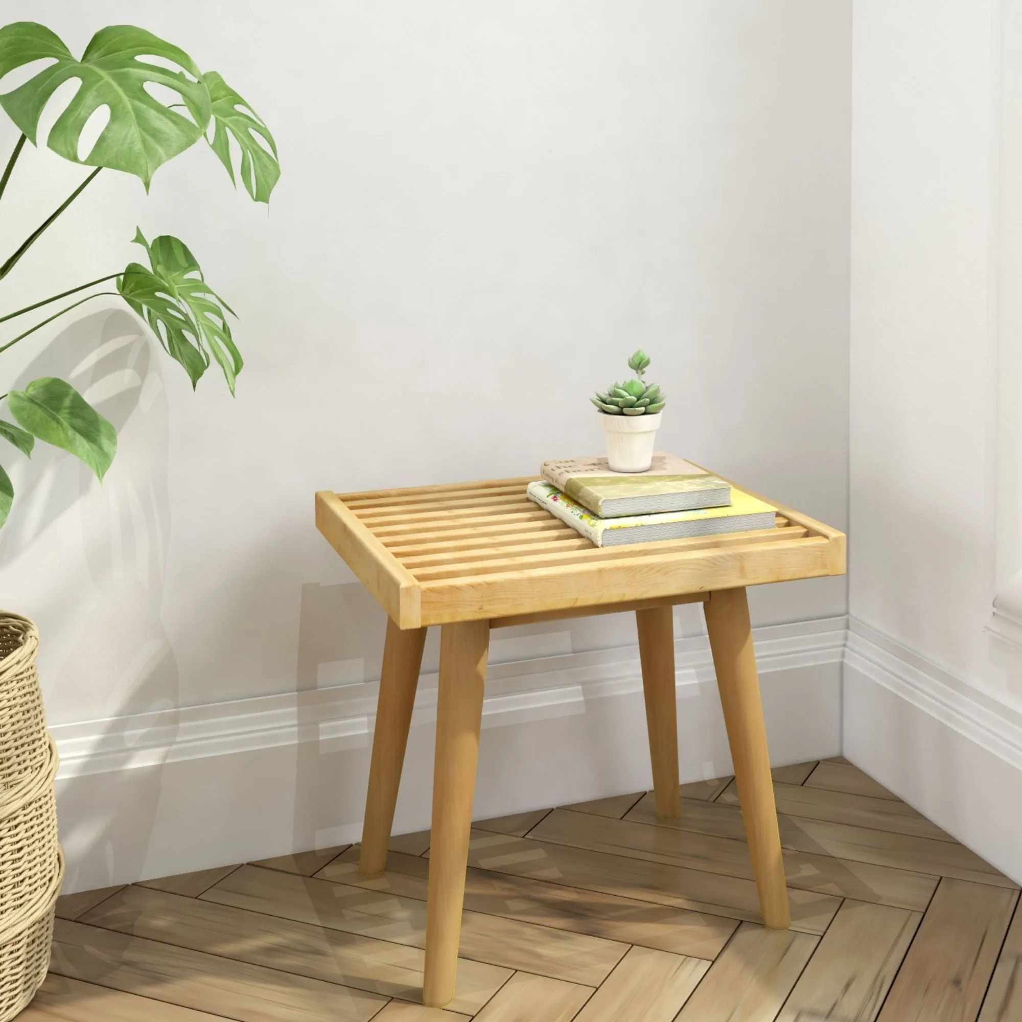 Mid-Century Solid Wood Accent Table - 19"