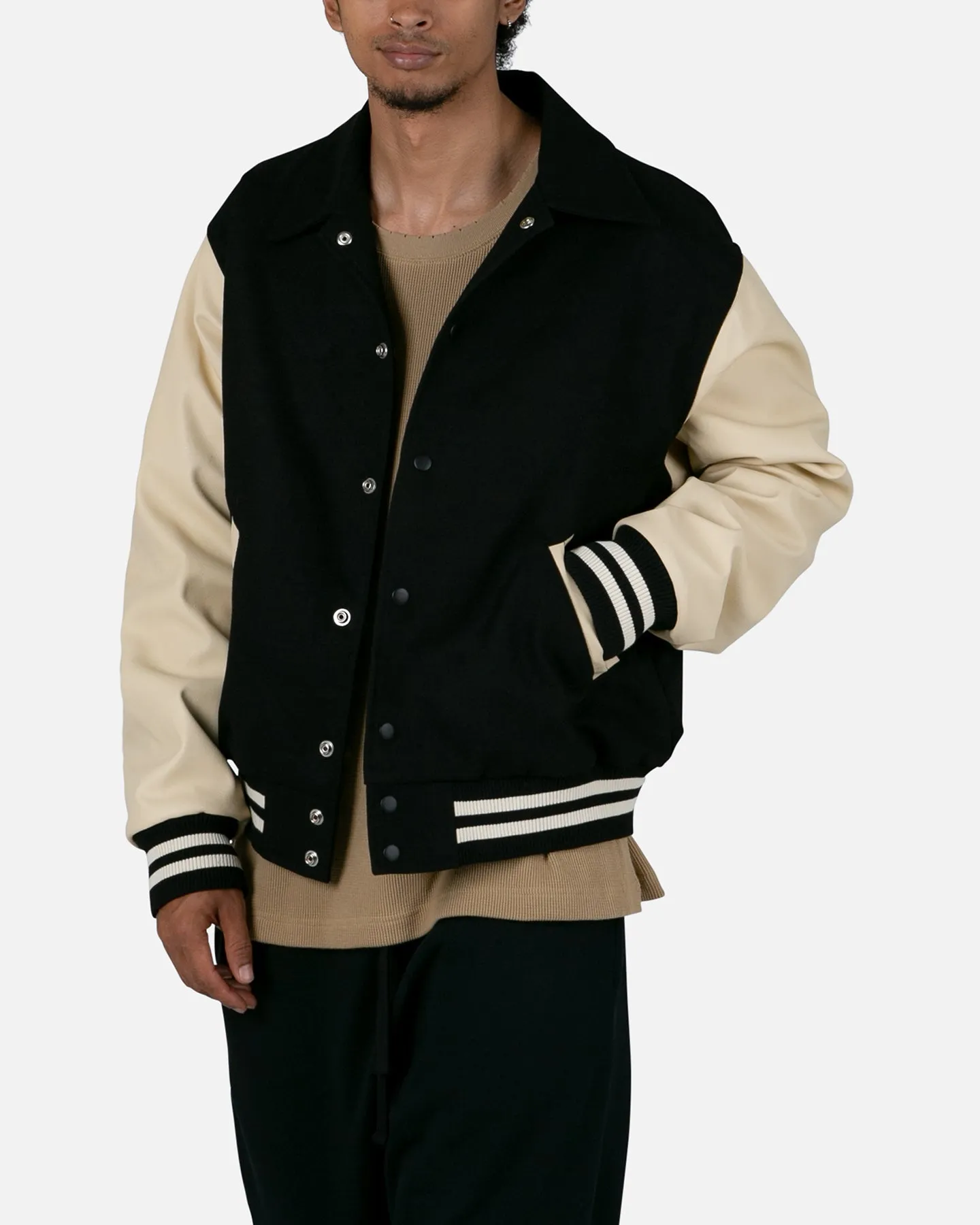 MNML Collared Varsity Jacket Black/White